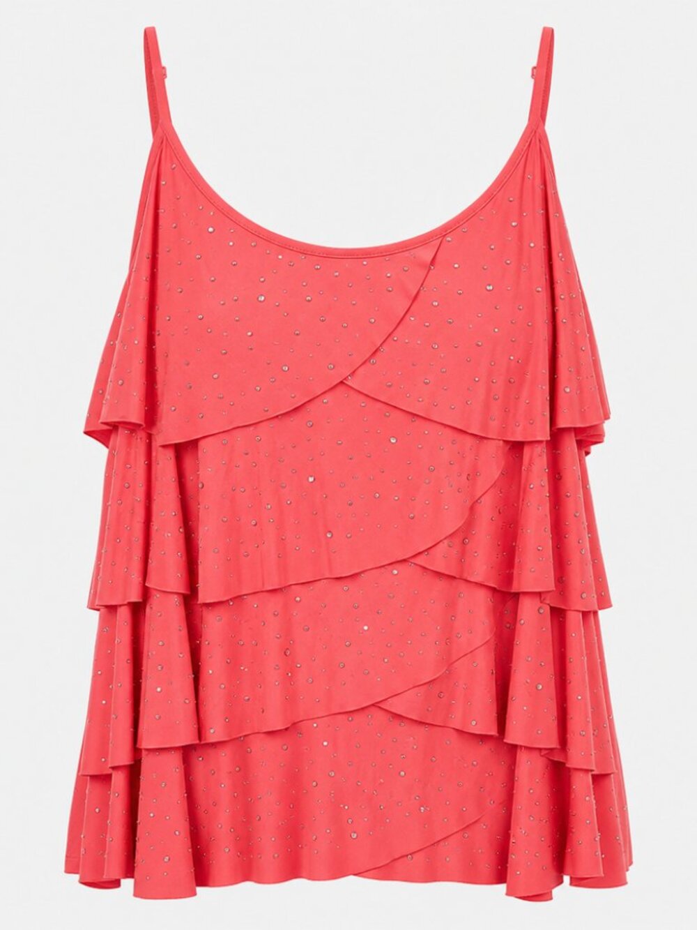 Lane Bryant 00's Vibe 26/28 embellished Bling tiered Frilly Ruffle Front tank